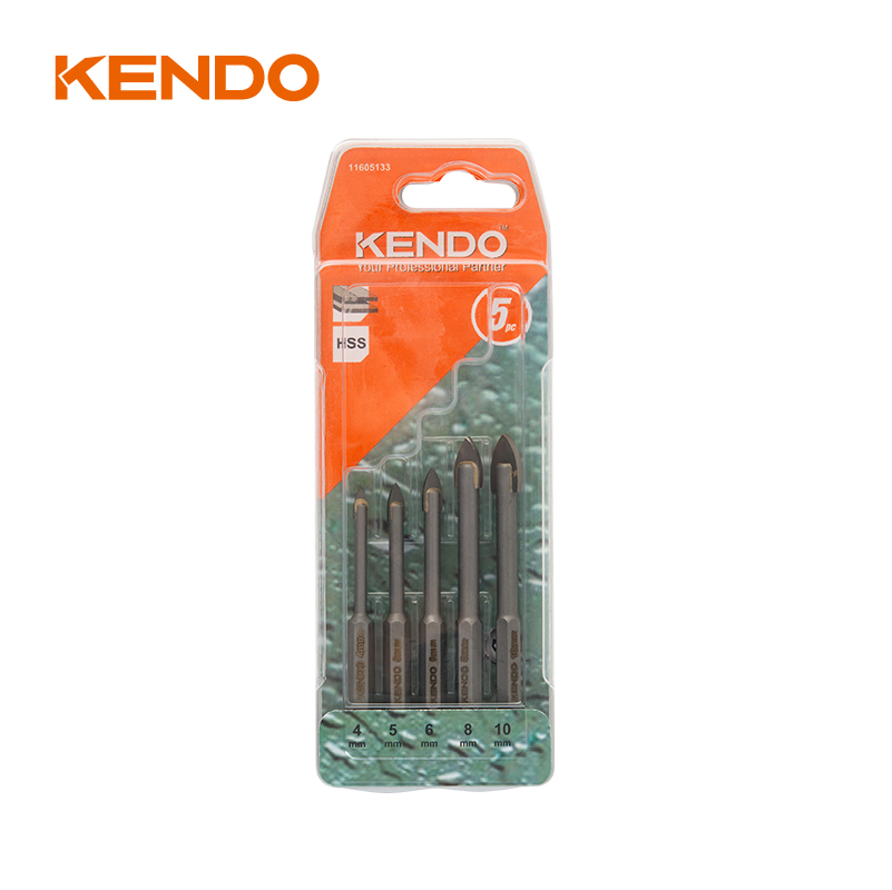 Set Mata Bor Kaca 5 buah, Hex. Ganti Shank dengan Cepat