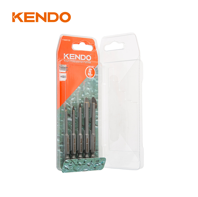 Set Mata Bor Kaca 5 buah, Hex. Ganti Shank dengan Cepat