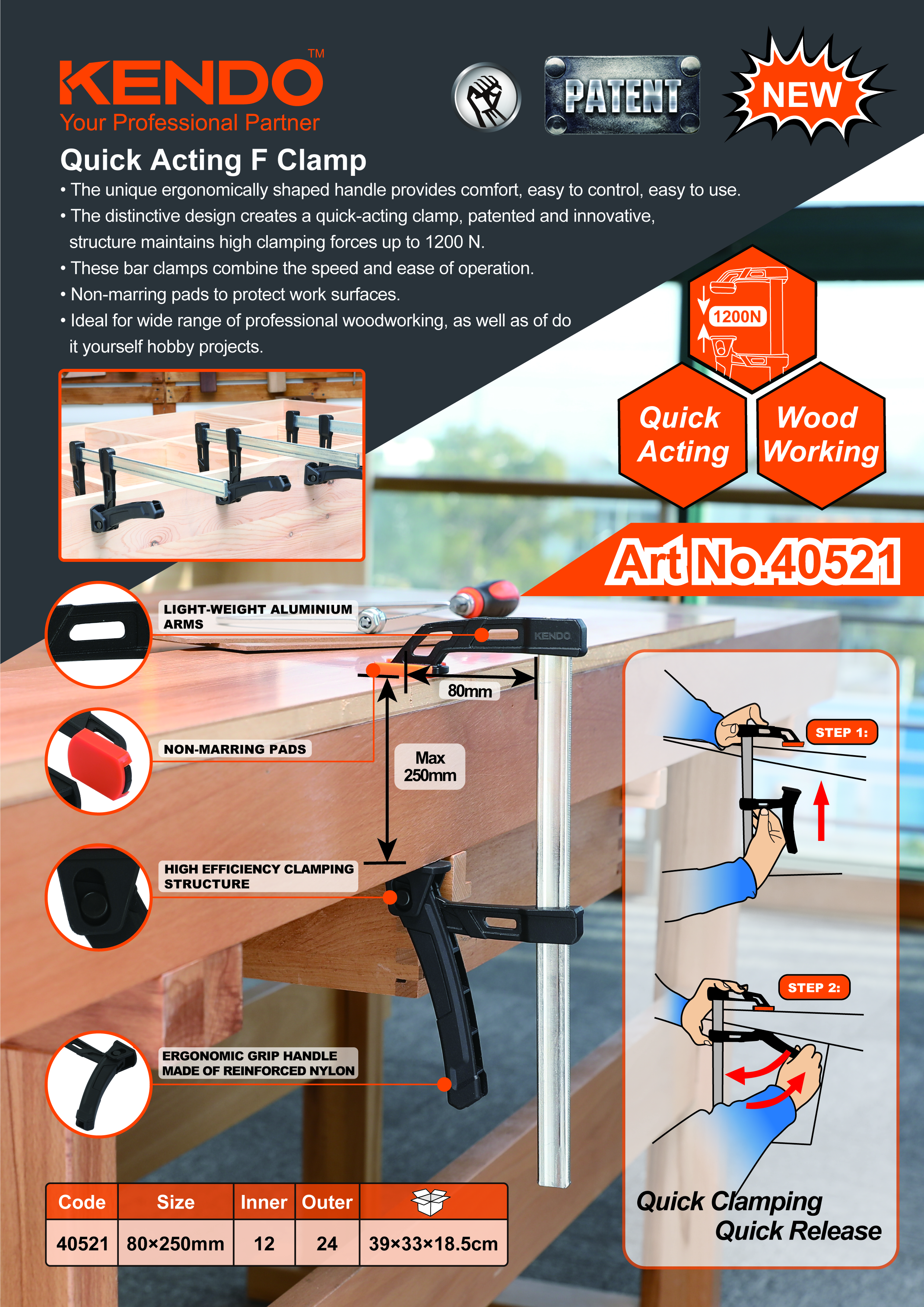 Apa sifat material dari Quick Acting F-Clamp?