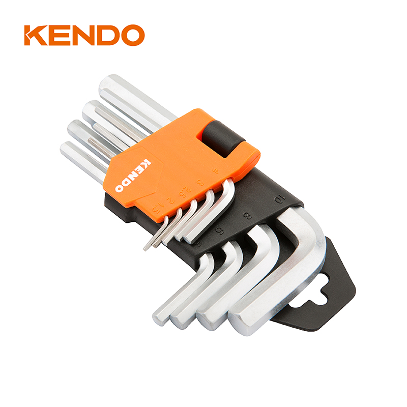 9pc Set Kunci Hex Lengan lipat Standar baja karbon Tinggi
