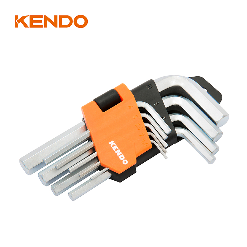 9pc Set Kunci Hex Lengan lipat Standar baja karbon Tinggi